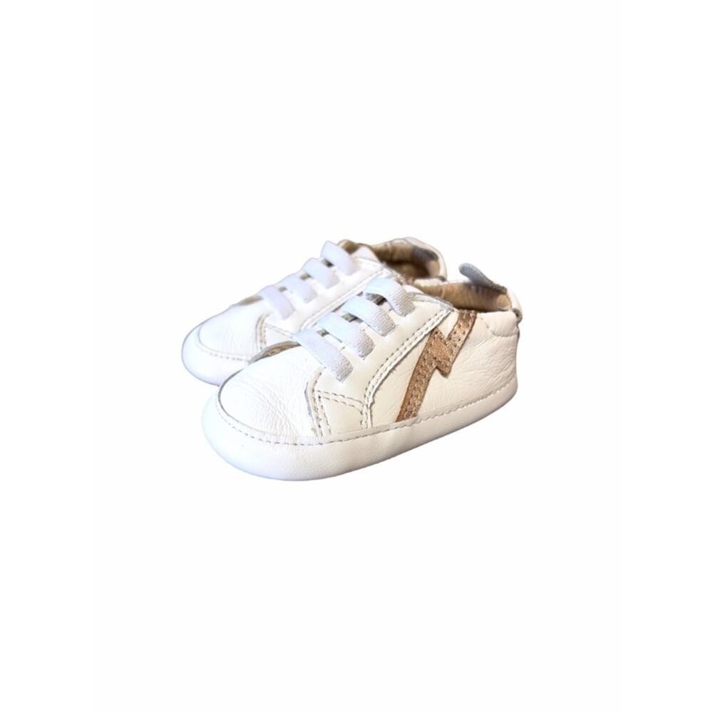Old Soles Baby Sneakers 0-3 Months White Gold Bolt Shoes